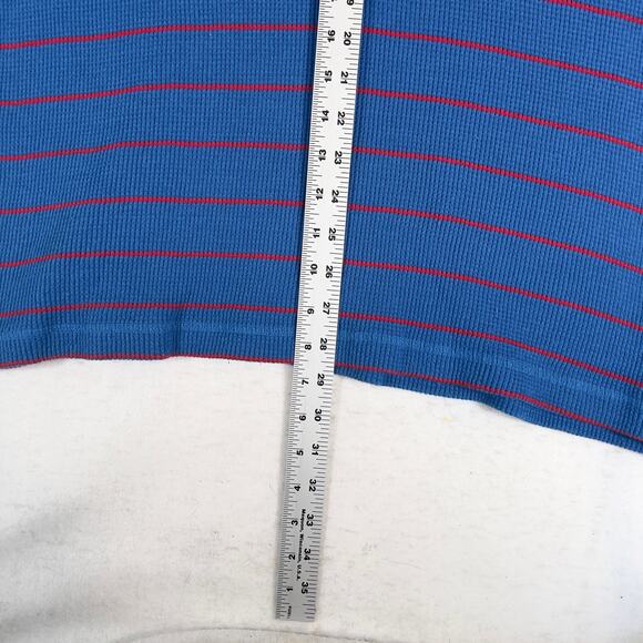 Urban Pipeline 3- Button Henley Shirt Blue Red Striped Long Sleeve Waffle Knit - Picture 5 of 10